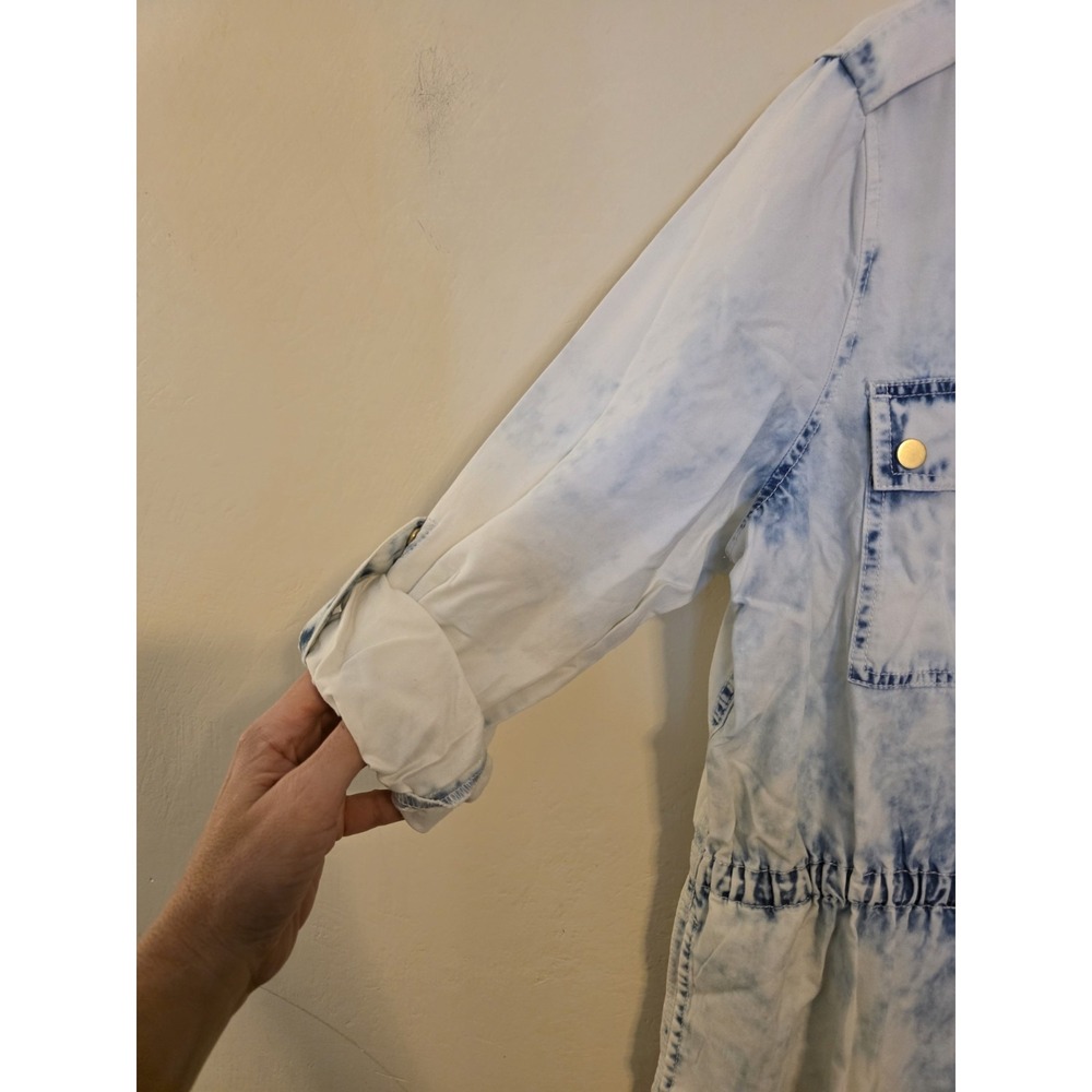 Chico's Sz 2(12) Dynamic Denim Jacket/Dress Light‎ Snowbird Cinch Waist Retro - Picture 4 of 9